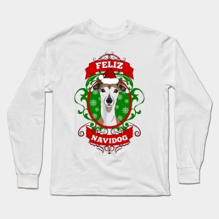 Feliz Navidog Christmas Puppy Santa Hat Long Sleeve T-Shirt